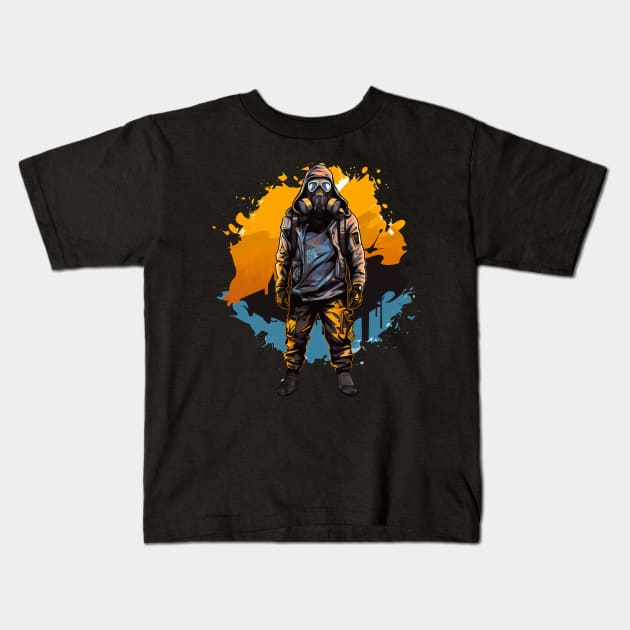man with mask gas Kids T-Shirt by javierparra